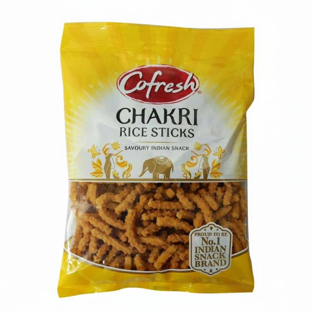 Packaged snack sticks with Cofresh branding on a yellow background
