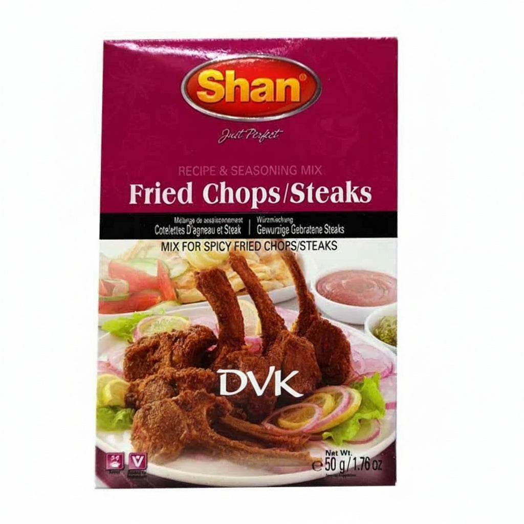 Shan brand fried chops/steaks seasoning mix packaging on a white background