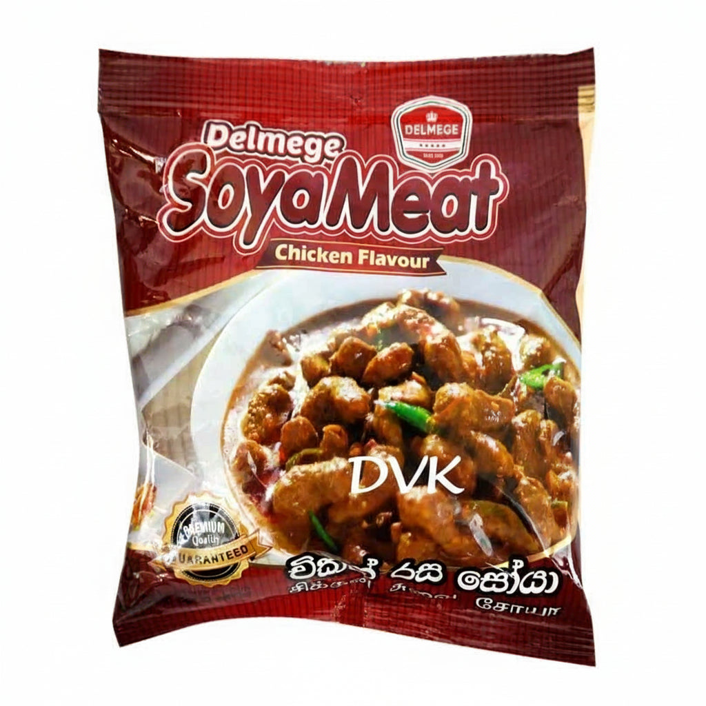 Delmege Soya Meat Chicken Flavour package on a white background