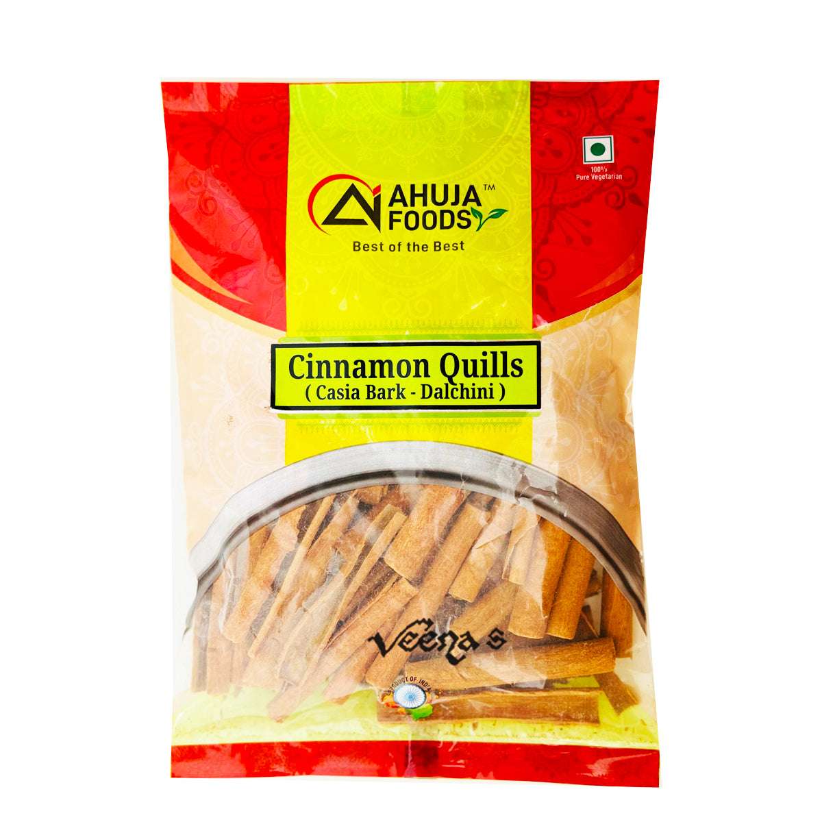 Ahuja Foods Cinnamon Quills (Cassia Bark-Dalchini) 150g - Aromatic cassia cinnamon quills for masala chai desserts and daily cooking