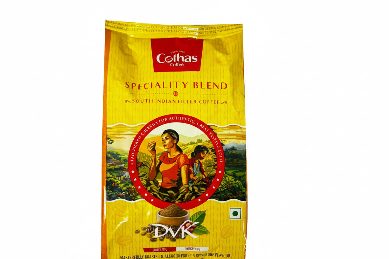 Cothas Specialty Blend coffee package on a white background