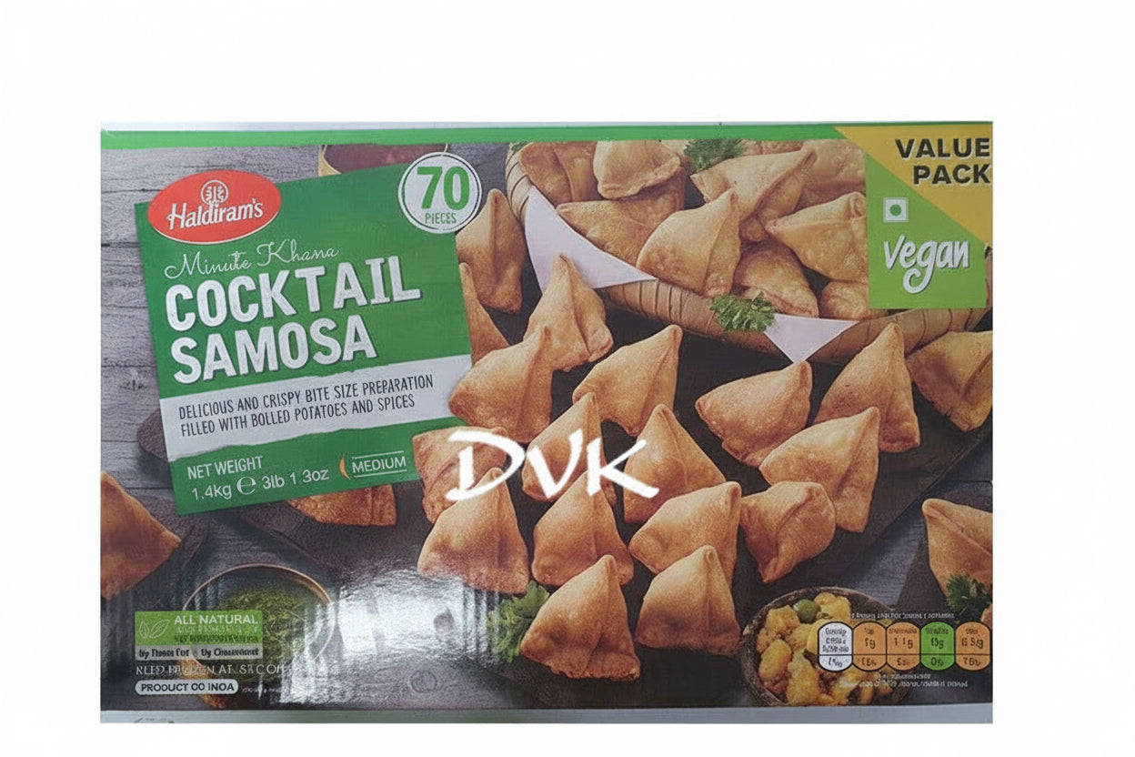Haldiram's Cocktail Samosa (70Pcs) 1.4kg – Party pack mini samosas with spicy savoury filling