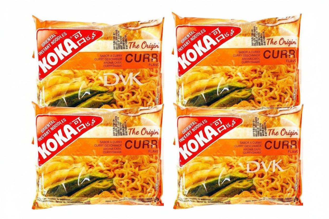 Three packages of Noka instant noodles with visible branding and product details on a white background.