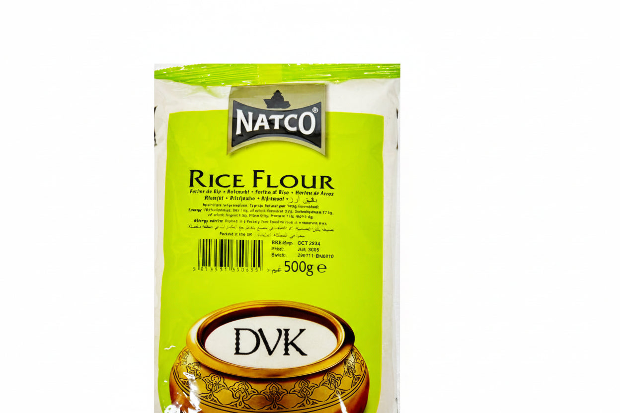Package of Natco Rice Flour with a bowl design on a white background