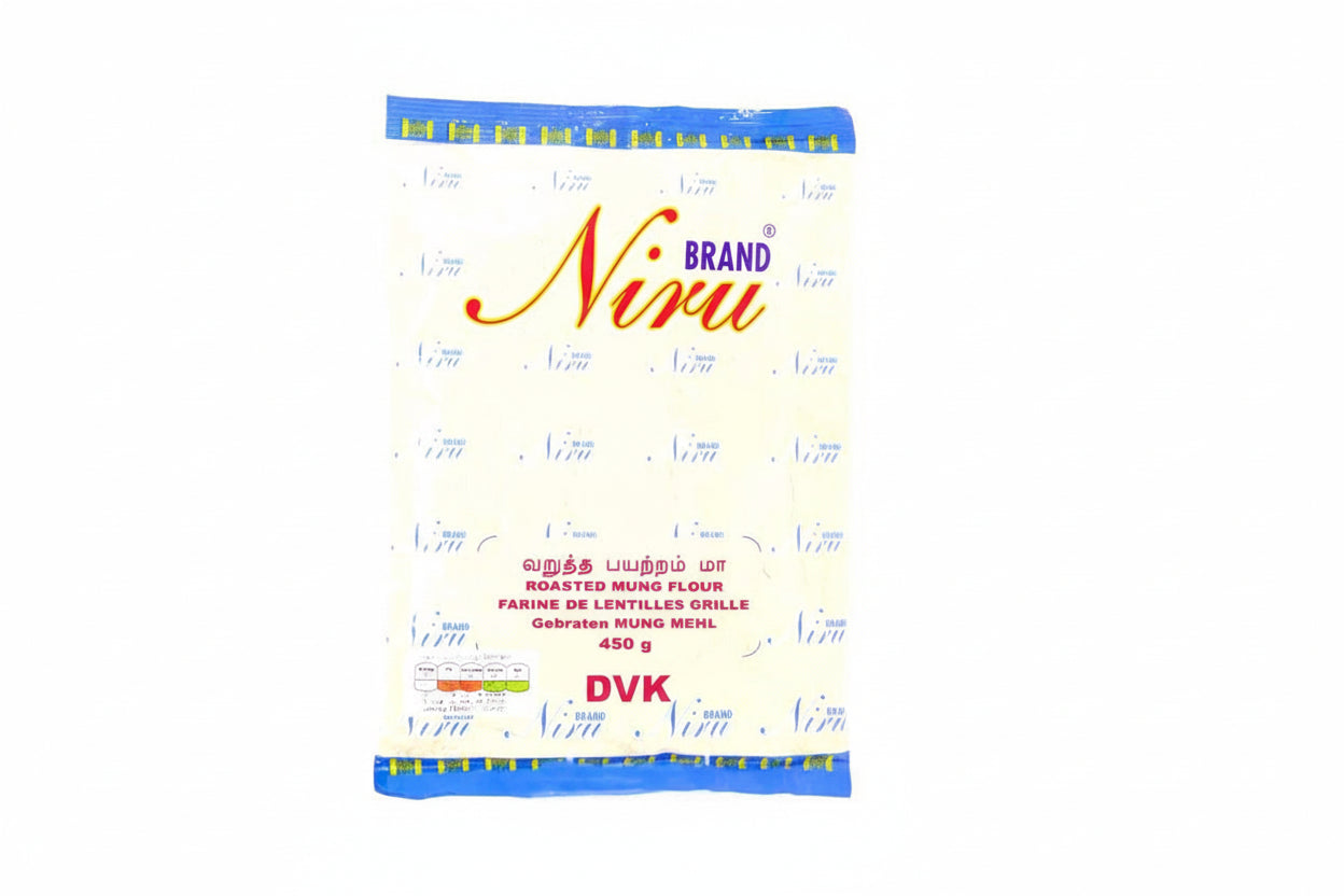 Nixu brand roasted mung flour package on a white background