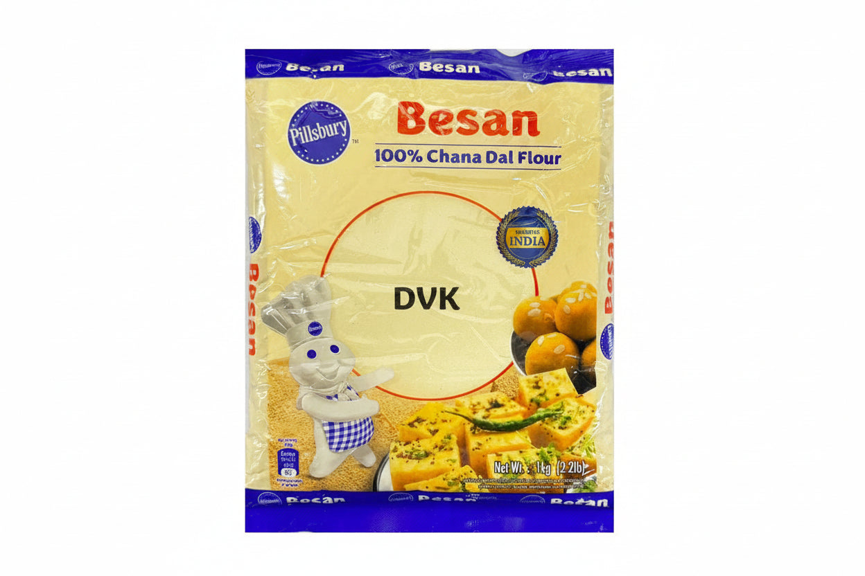 Packaged flour with branding on a white background