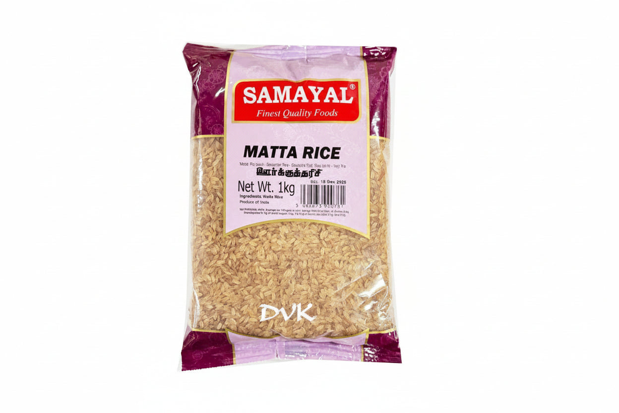 Packaged Samayal Matta Rice on a white background