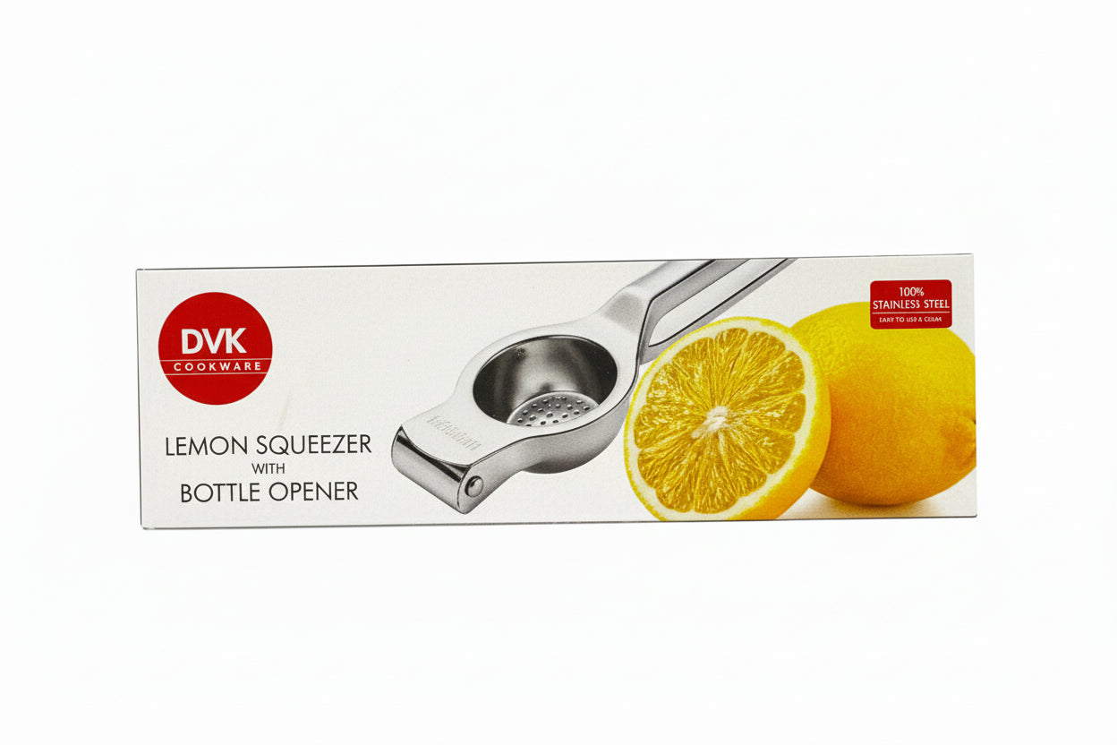 Vego lemon squeezer with bottle opener packaging on a white background