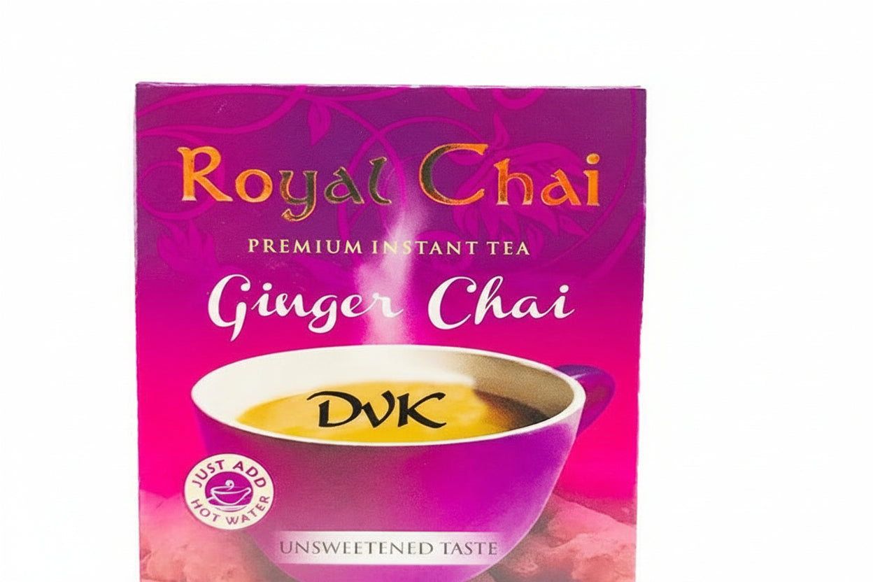Box of Royal Chai Ginger Chai tea on a white background