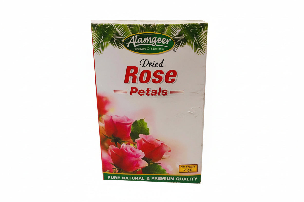 Alamgeer Dried Rose Petals 25g – Fragrant edible petals for desserts tea and wellness