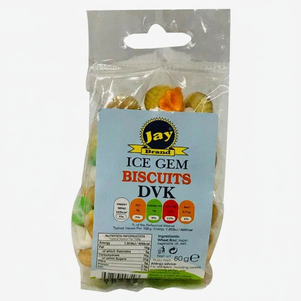 Packaged ice gem biscuits with a visible brand label on a white background