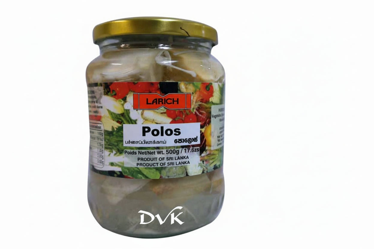 Jar of 'Polos' with a visible label on a white background