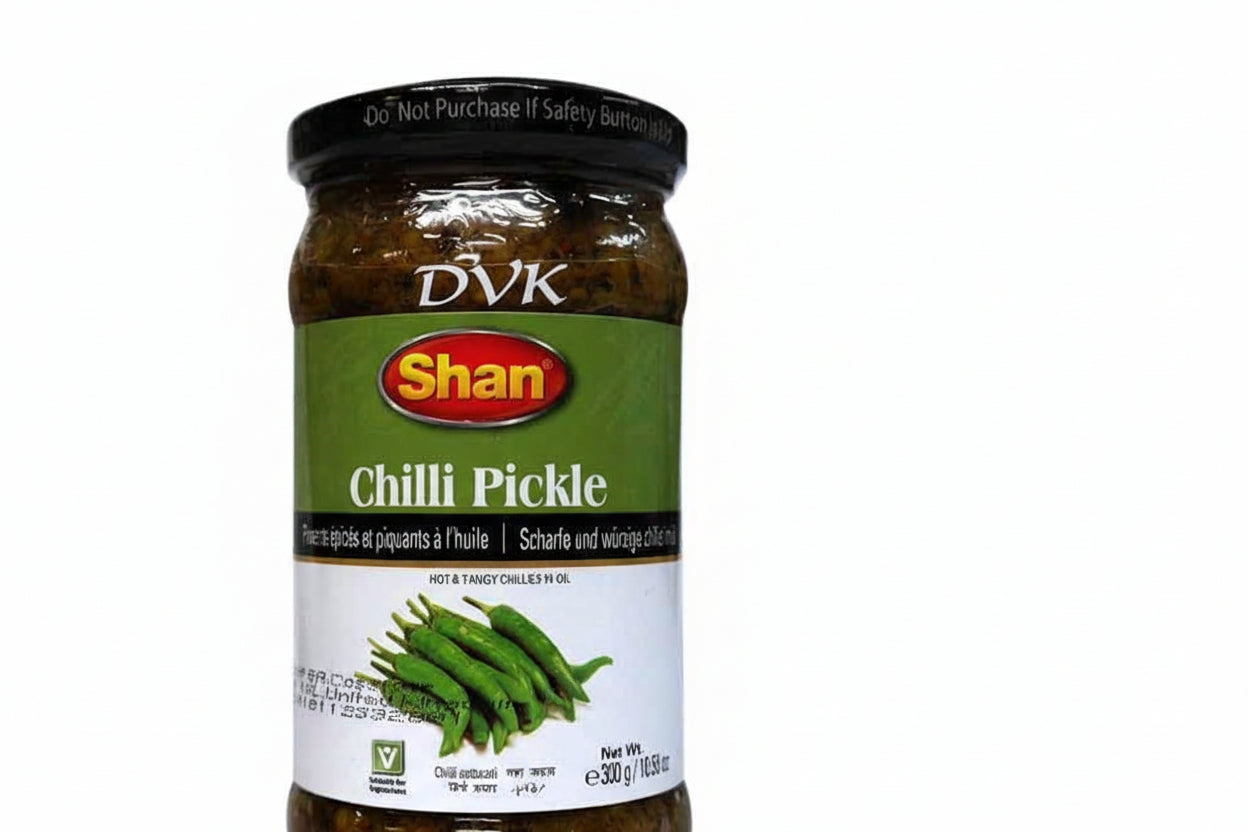 Jar of Shan Chilli Pickle on a white background