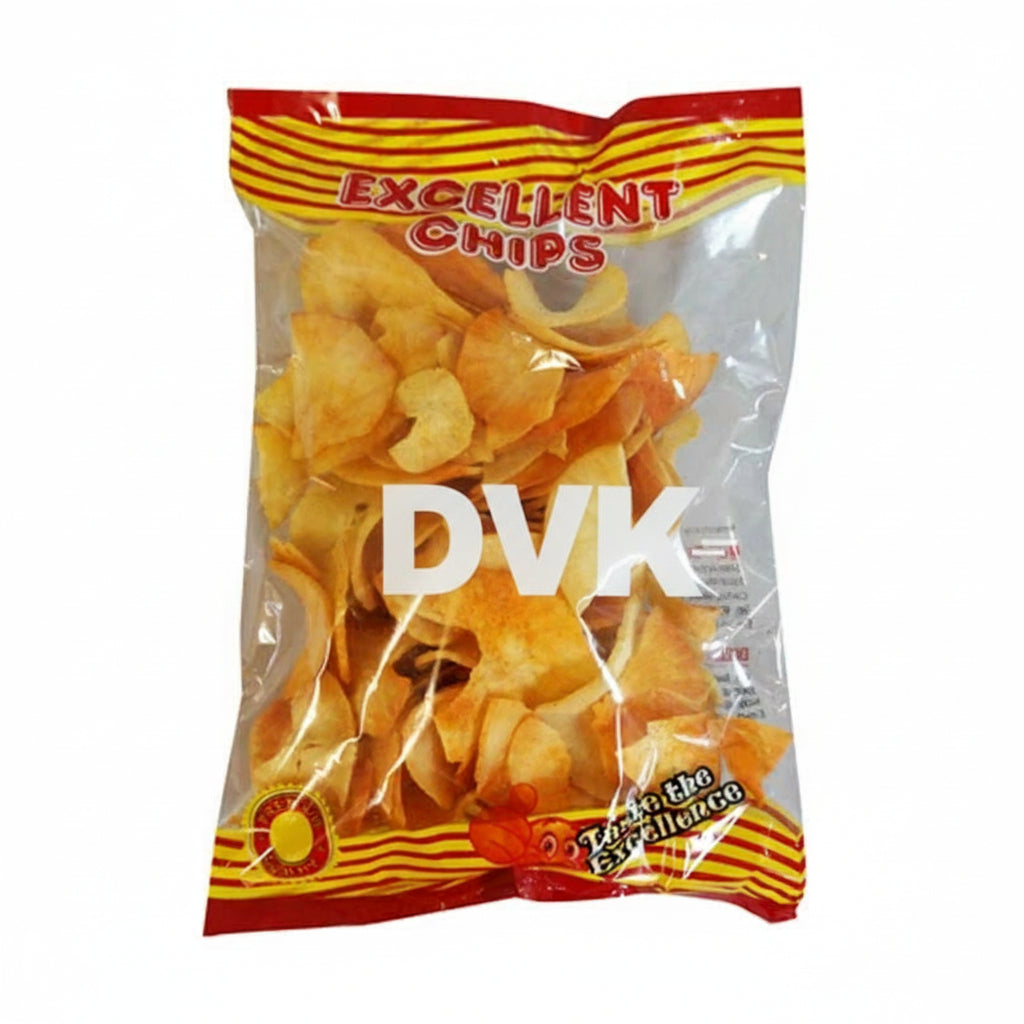 Bag of Excellent Chips with visible brand name on a white background