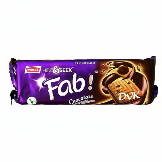 Purple packaging of Parle Fab chocolate bar on a white background