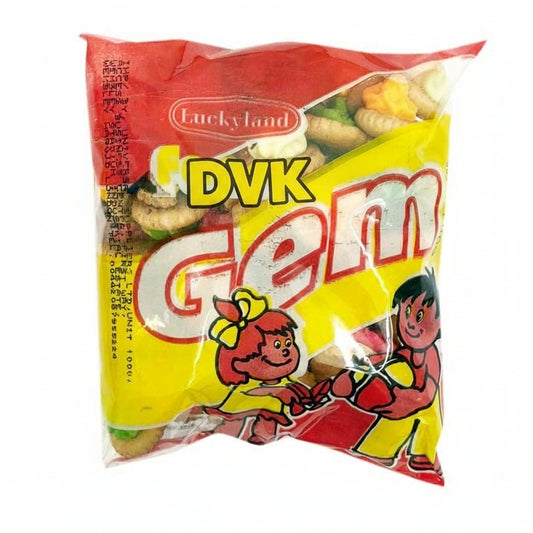 Packaged snack with ' Gem' branding on a white background