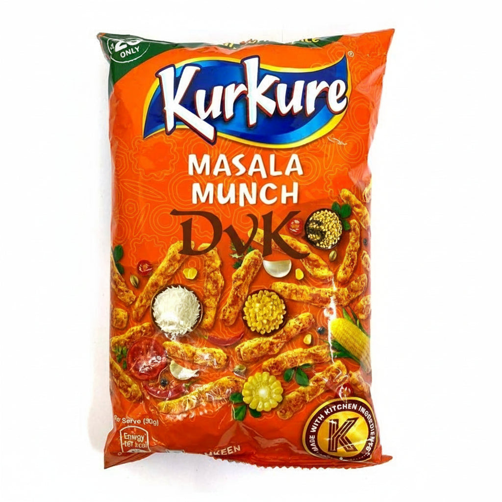 Kurkure Masala Munch snack packet on a white background