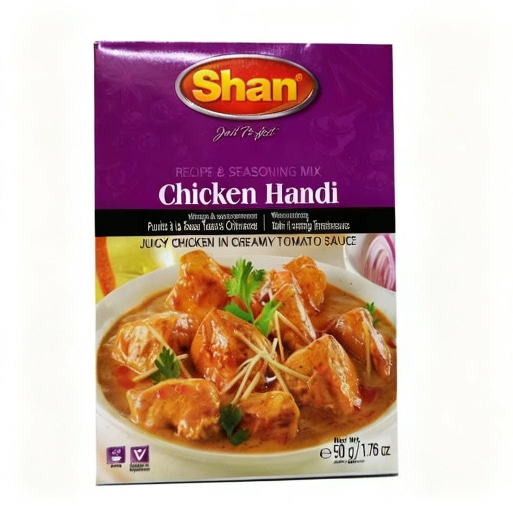 Shan Chicken Handi seasoning mix packaging on a white background