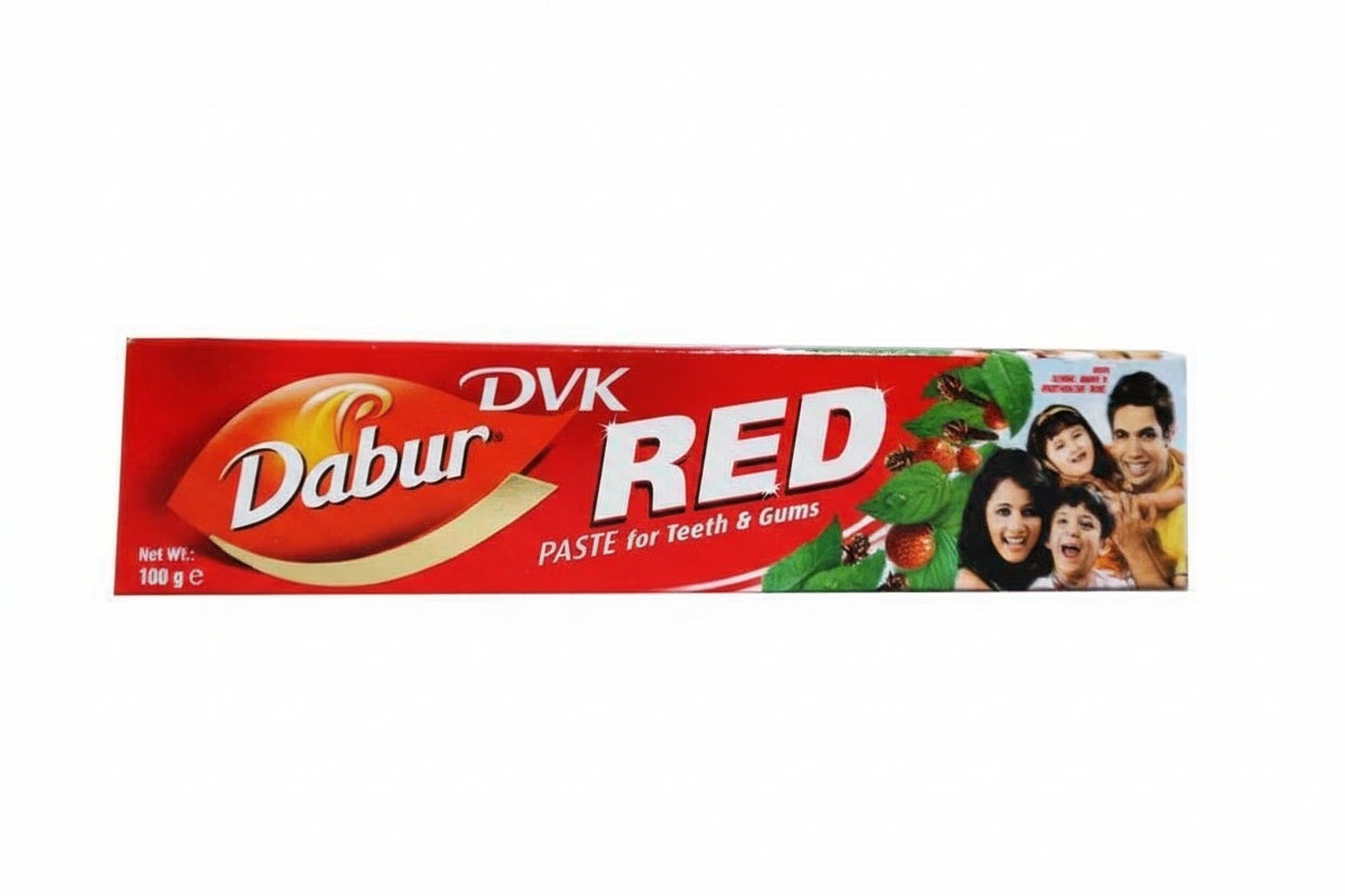 Dabur Red toothpaste box on a white background