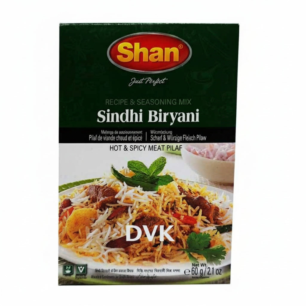 Shan Sindhi Biryani seasoning mix packaging on a white background