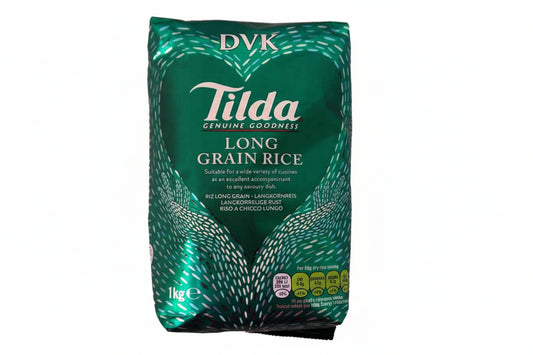 Tilda long grain rice package on a white background