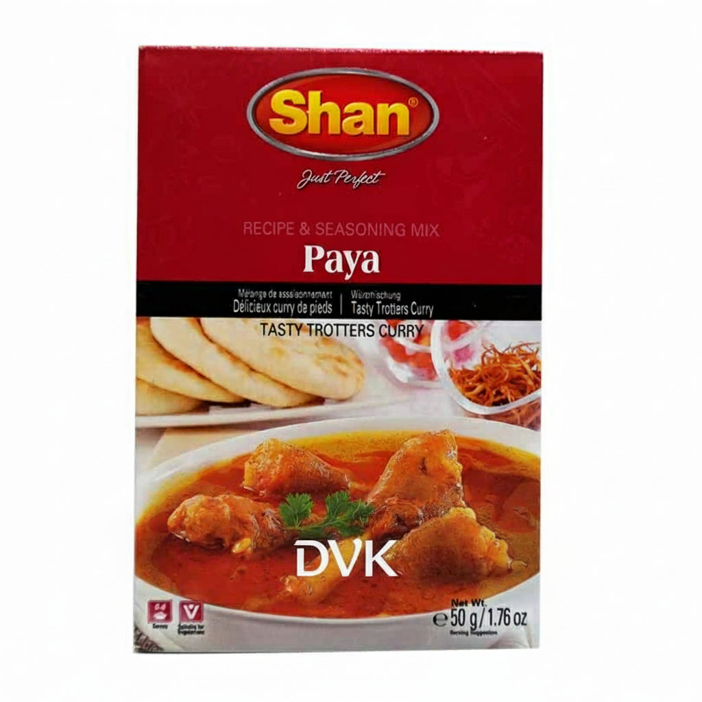 Shan Paya seasoning mix packaging with images of food on a white background