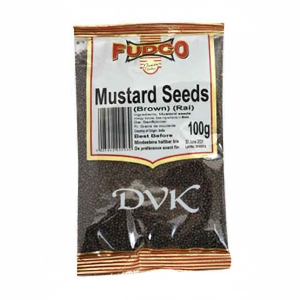 Packaging of Fudco Mustard Seeds with visible brand names on a white background