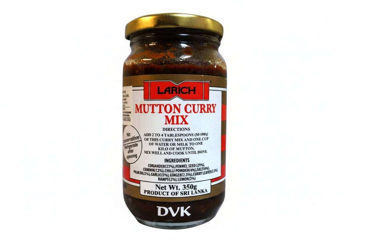 Jar of mutton curry mix with a visible label on a white background