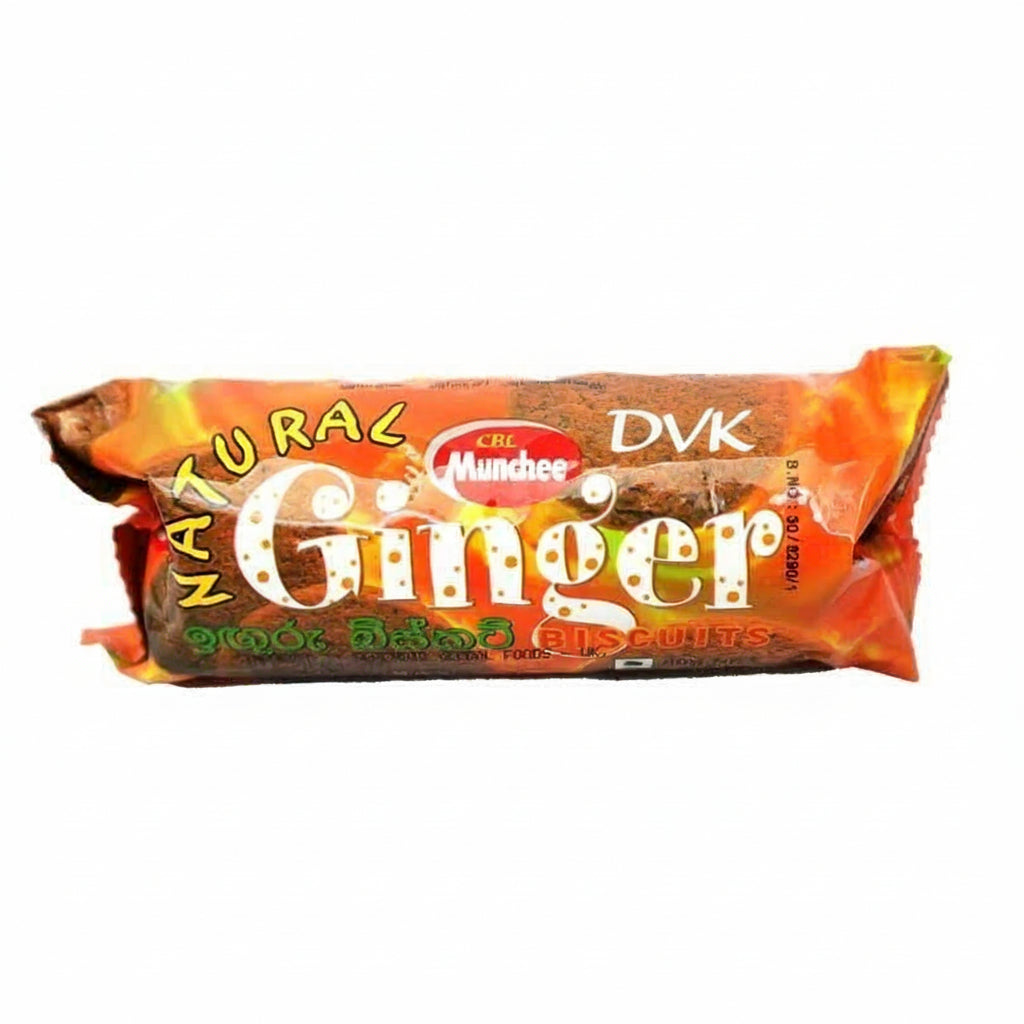 Packaged ginger with branding on an orange background