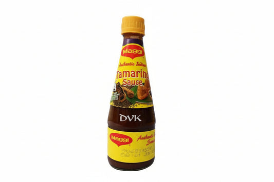 Bottle of Maggi Tamarind Sauce on a white background