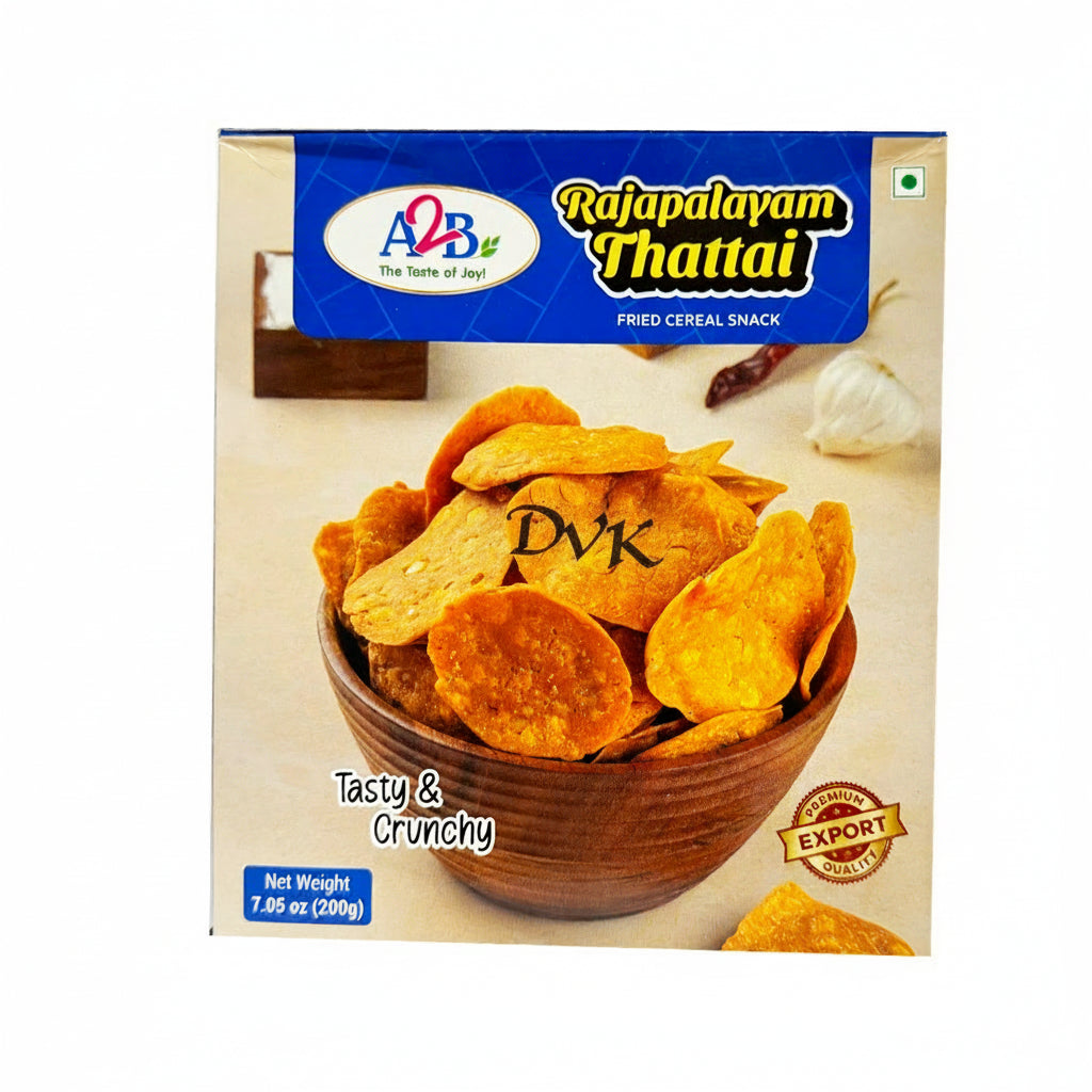 Packaging of Rajapalayam Thattai with A&B logo and product image on a white background