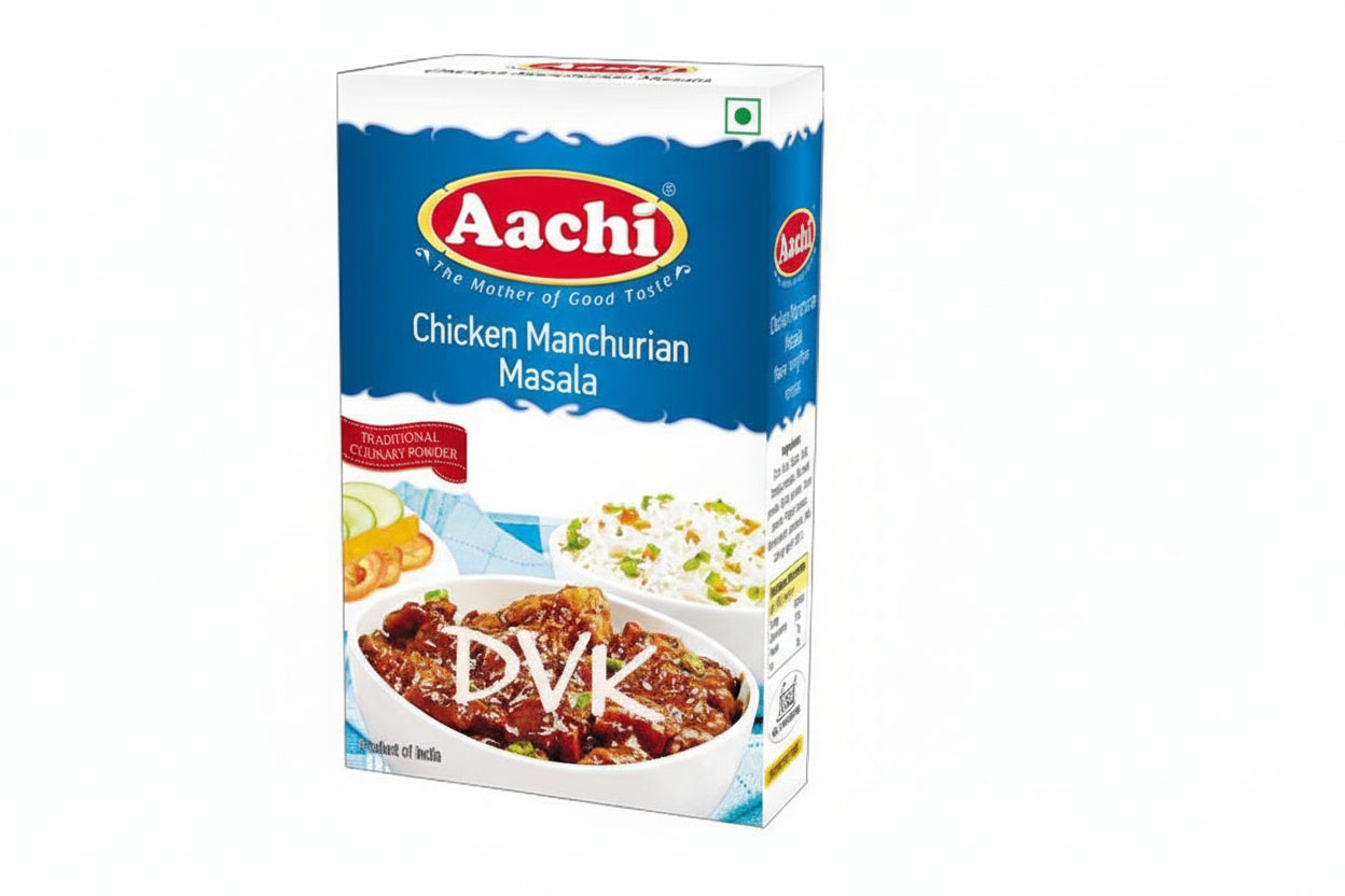 Aachi Chicken Manchurian Masala packaging on a white background