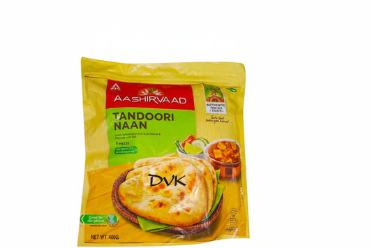 Aashirvaad Tandoori Naan packaging with a naan bread image on a white background