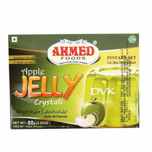 Box of Ahmed Foods Apple Jelly Crystals on a white background