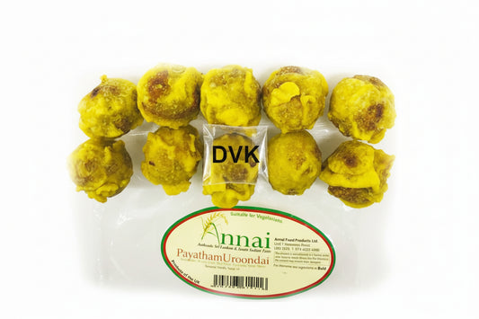 Annai Payatham Uroondai 10pcs – Soft sweet moong dal balls with traditional homemade flavor