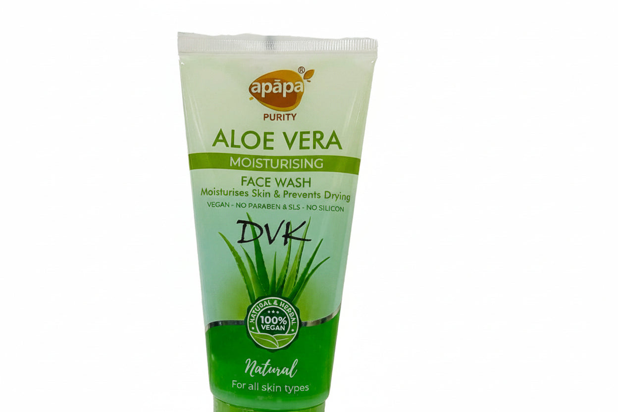 Apapa Purity Aloe Vera moisturising face wash tube on a white background