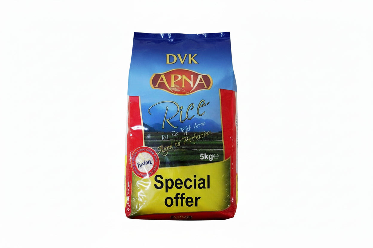Apna Long Grain Basmati Rice 5kg – Premium aromatic long grain rice ideal for daily cooking
