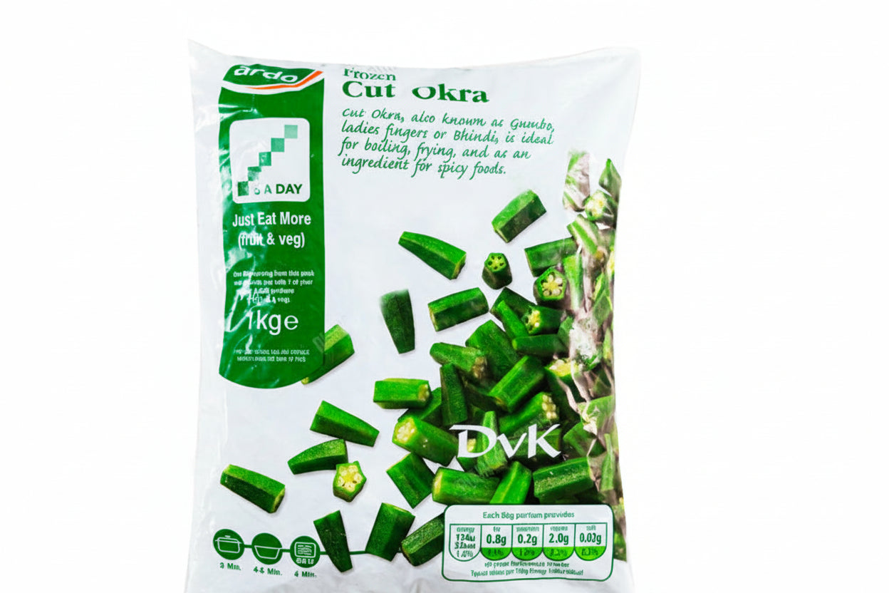 Ardo Okra Cut 1kg – Fresh cut frozen okra perfect for curries stews frying and traditional recipes