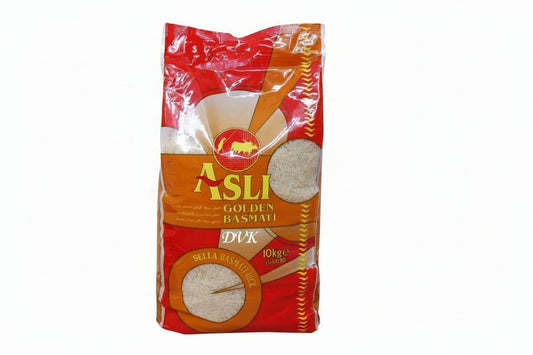 Asli Golden Sella Basmati Rice 10kg – Extra long grain aromatic rice perfect for biryani and feasts