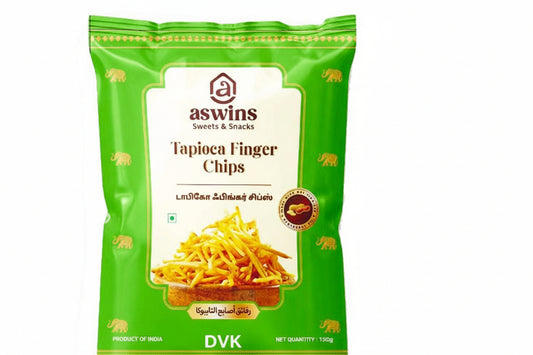Aswins Tapioca Finger Chips 150g – Crunchy tapioca sticks with classic savoury taste