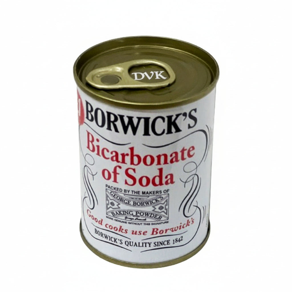 Can of Borwick's Bicarbonate of Soda on a white background