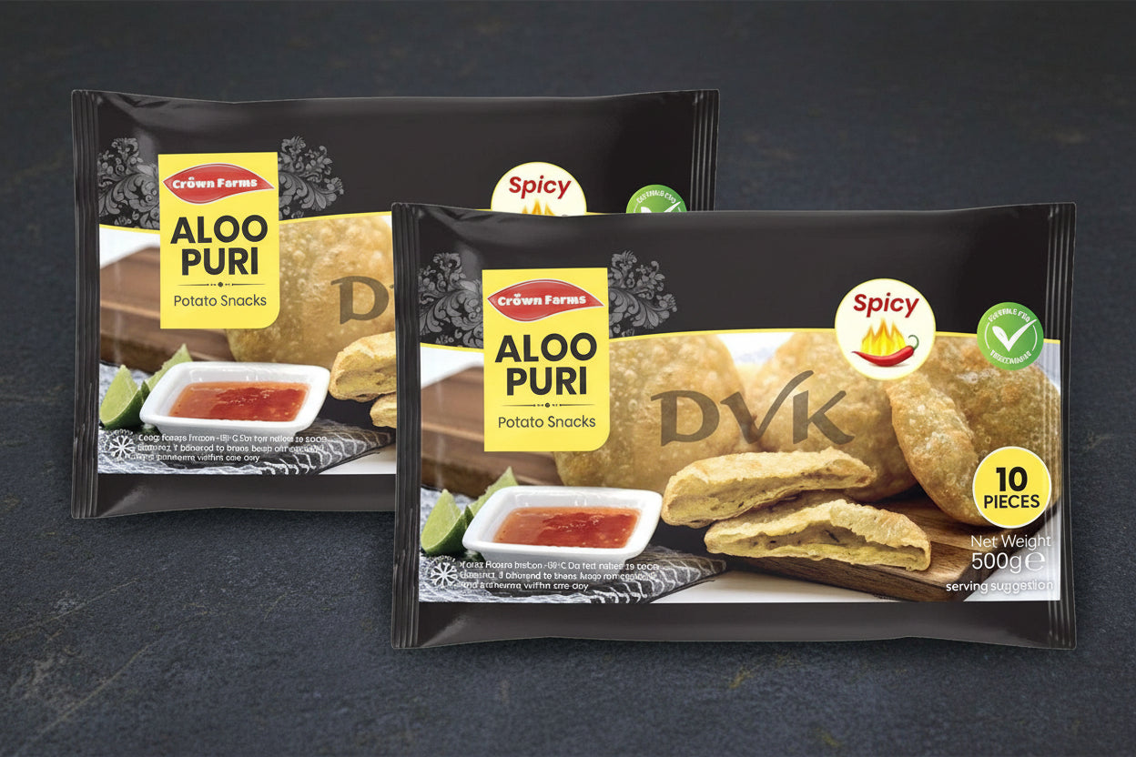 Crown Farms 10 Aloo Puri Original 450g (Pack of 2)