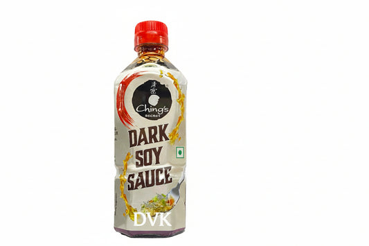 Bottle of Ching's Dark Soy Sauce on a white background