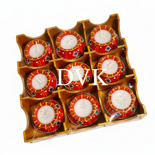 Clay Pot Matki Wax Diya (Set of 9 Pieces)