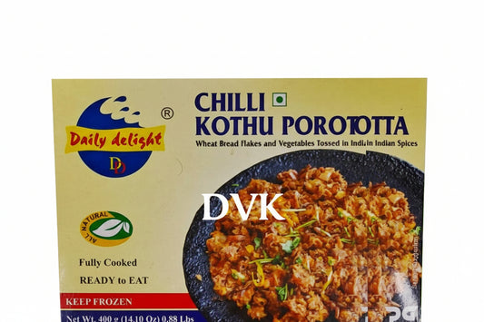 Box of Chilli Kothu Porotta with Daily Delight logo on a white background
