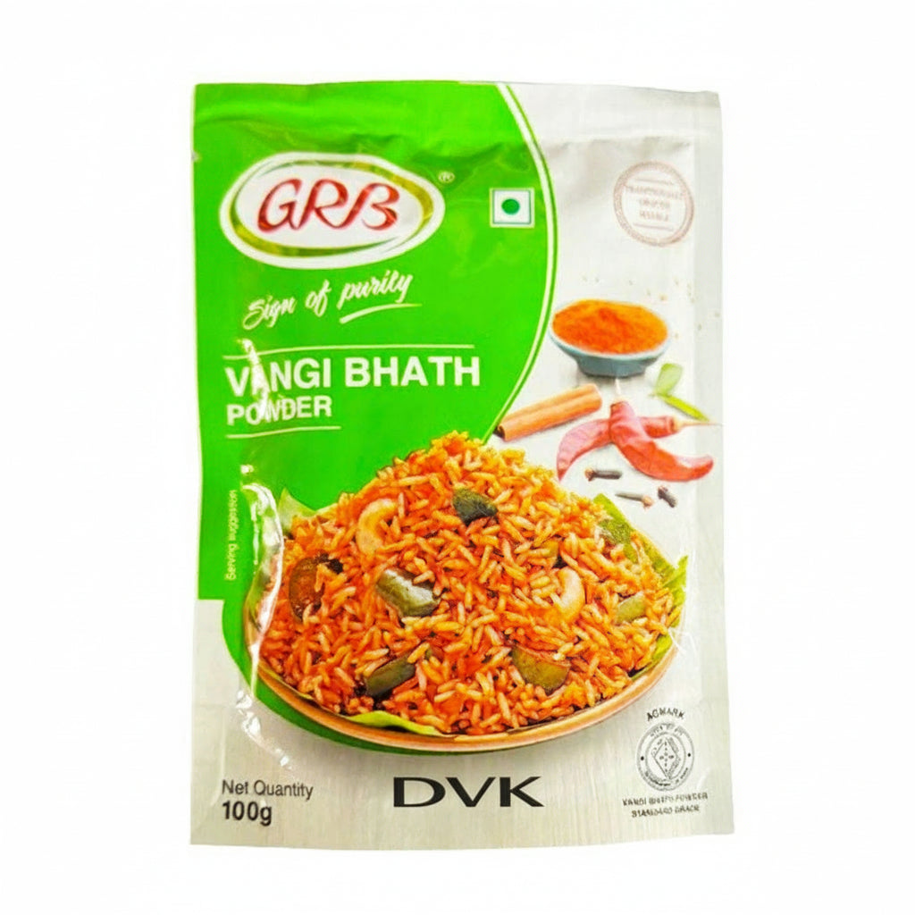 GRS Vangi Bhath Powder packaging on a white background