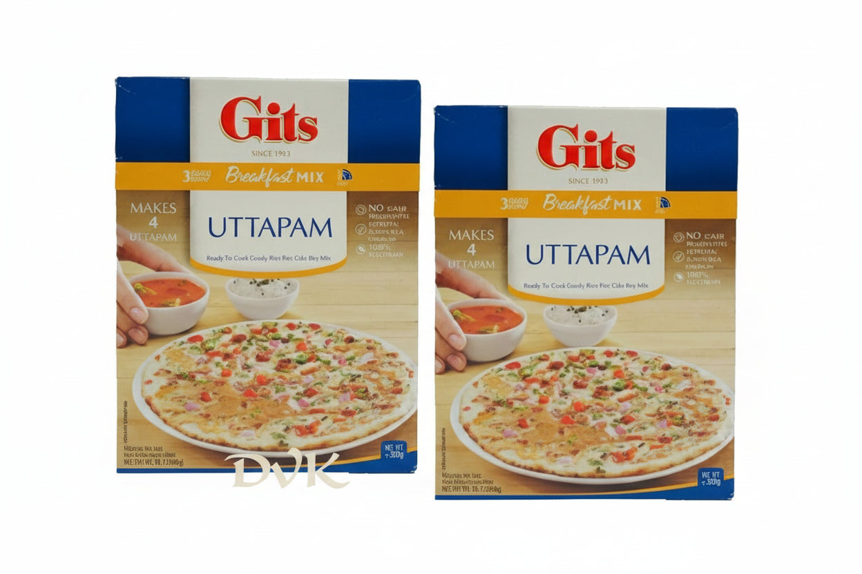 Two boxes of Gits Uttapam breakfast mix on a white background
