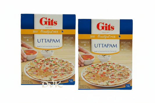 Two boxes of Gits Uttapam breakfast mix on a white background