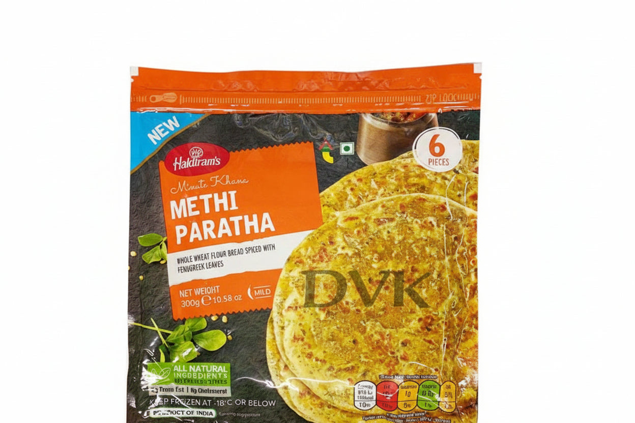 Haldiram's Methi Paratha 300g - Wheat flour spiced bread with fenugreek leaves