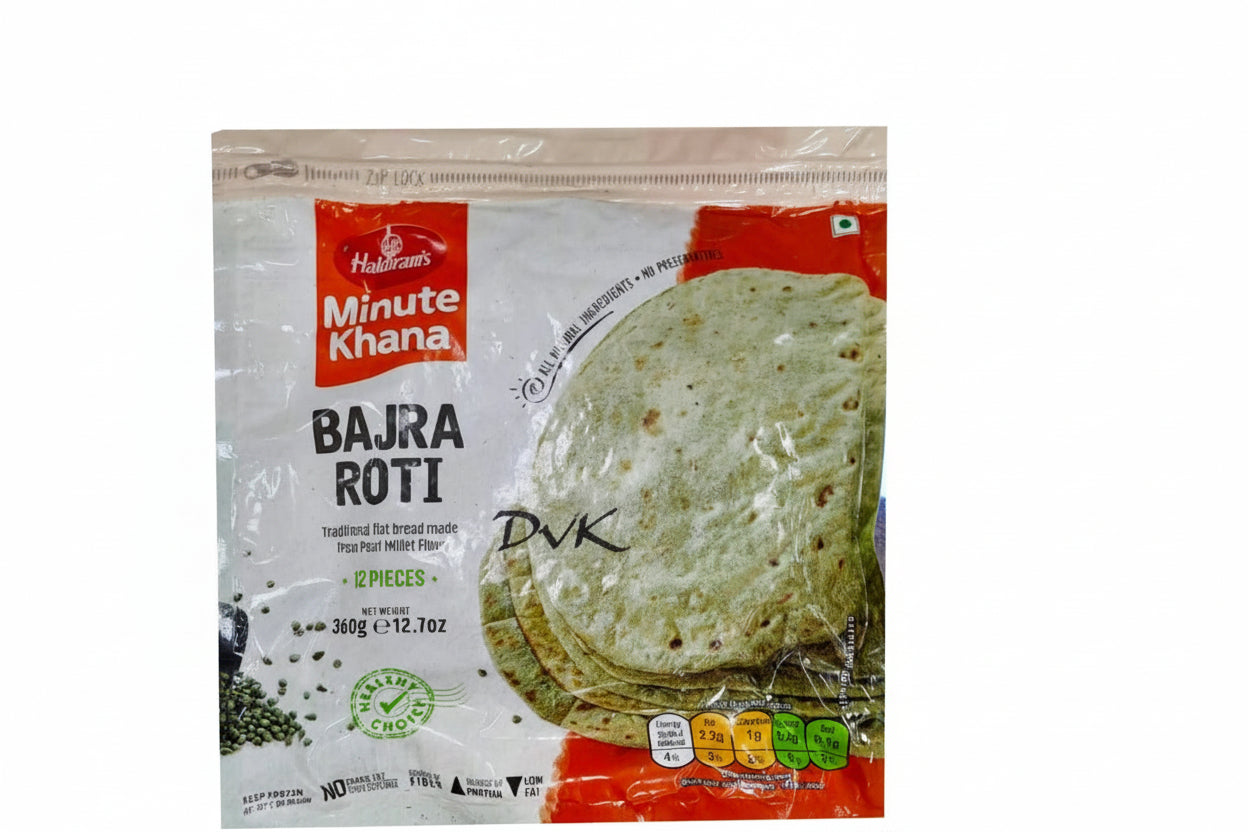 Haldiram's Minute Khana Bajra Roti (12Pcs) 360g - Pearl Millet Flour Flat Bread